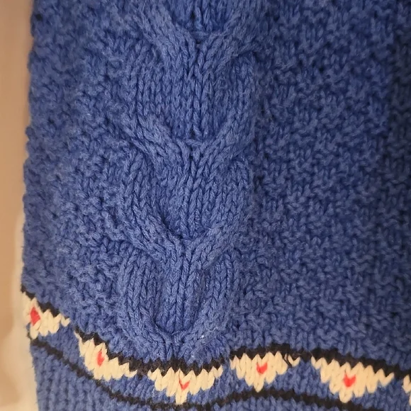 VTG Birch Bros Nordic Fair Isle Novelty Animal Pullover Sweater Blue Sz M - Picture 3 of 12